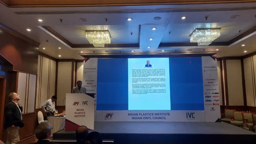 Speaker at Indian Plastics Institute conference presentation.